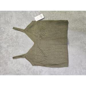 New Auden Women's Olive Green Knitted Cropped Tank Top Sleepwear Size XS